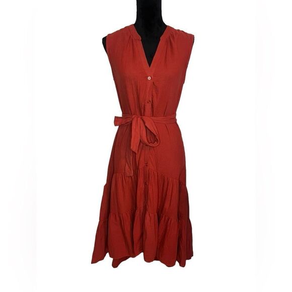 NWT ANTHROPOLOGIE DREW VNECK BUTTON UP RUFFLED MINI DRESS WITH TIE SIZE SMALL - Picture 6 of 11